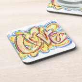 Inspirerend Word Love Hearts Onderzetter (Linkerzijde)