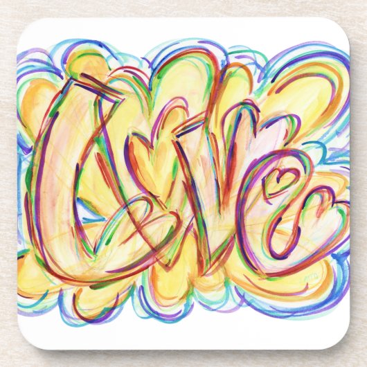 Inspirerend Word Love Hearts Onderzetter (Voorkant)