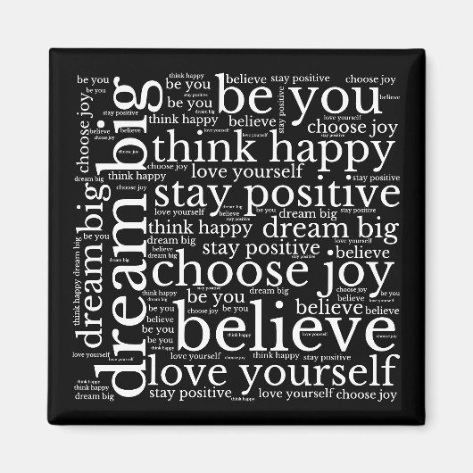 Inspirerend WordArt Pattern White Text Black Magneet (Voorkant)