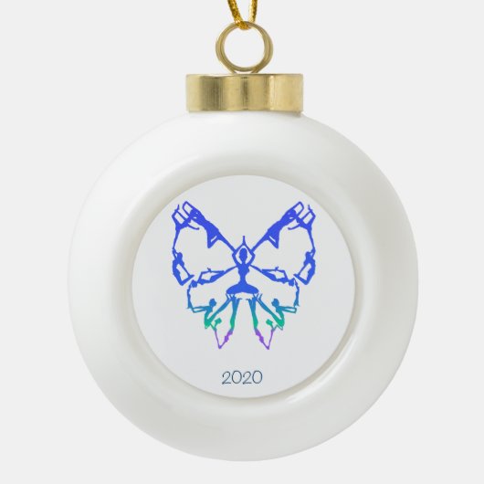 Inspirerend Yoga Poses Butterfly Nieuw begin Keramische Bal Ornament (Voorkant)