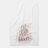 Inspirerend Zacht Pink Floral Eat Pray Bloom Theedoek (Verticaal)