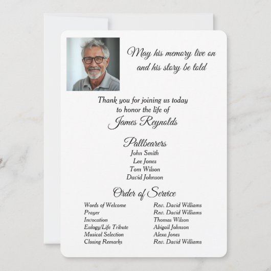 Inspirerend zeeman vers begrafenisprogramma kaart (Achterkant)