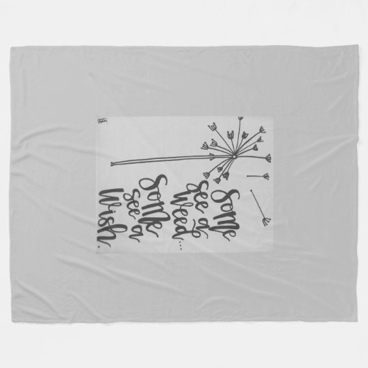 Inspirerend zin met een paardenbloem - wiet/wens fleece deken (Voorkant (Horizontaal))