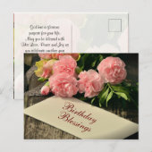 Inspirerend zondzegeningen, roze rozen briefkaart (Voorkant / Achterkant)