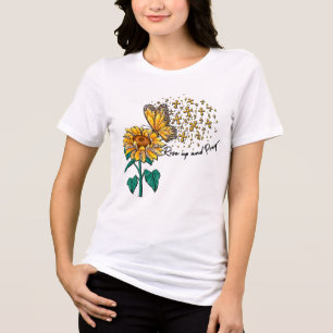 Inspirerend Zonnebloem Vlinder Schrift Tri-Blend Shirt