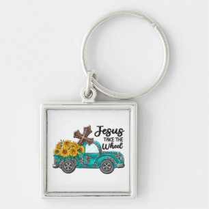 Inspirerend zonnebloem/vlindersublimatie sleutelhanger