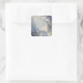 Inspirerend zonnestralen blauwe lucht vierkante sticker (Tas)