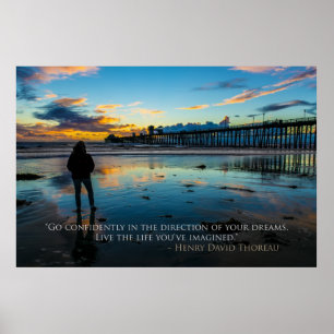 Inspirerend zonsondergang in Oceanside Thoreau Quo Poster