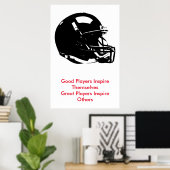 Inspirerend Zwart Wit Pop Art Football Helm Poster (Thuiskantoor)