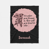 Inspirerend zwarte en roze bijbelprijsmandje fleece deken (Voorkant)