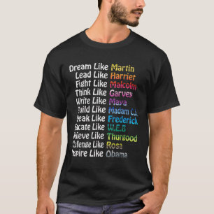 Inspirerend zwarte geschiedenis invloedrijke leide t-shirt