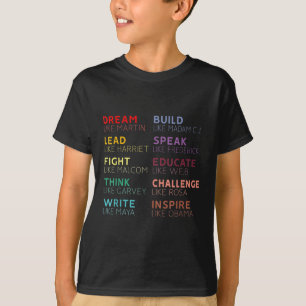Inspirerend zwarte geschiedenisleiders t-shirt