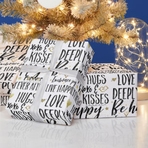 Inspirerend zwarte goudliefde - Kisses XOXO-harten Cadeaupapier