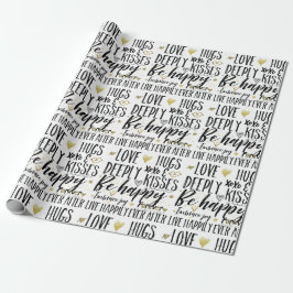 Inspirerend zwarte goudliefde - Kisses XOXO-harten Cadeaupapier