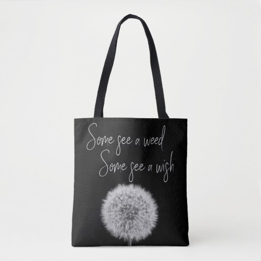 Inspirerend zwarte & witte dandelion macrofoto tote bag (Voorkant)