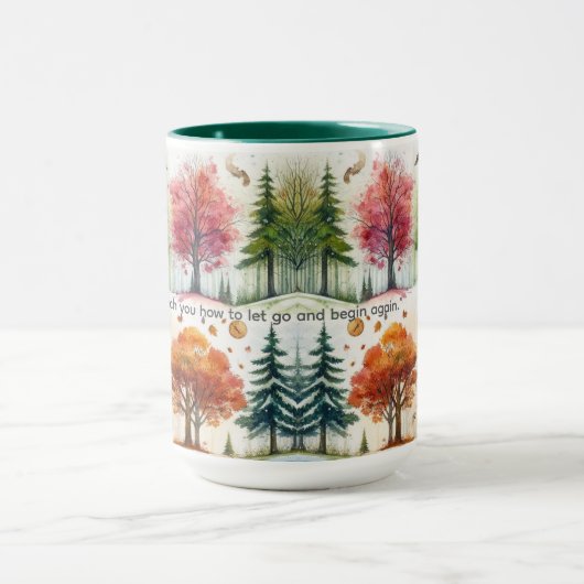 Inspirerende 4-jaargetijden watercolor bomen  mok (Midden)