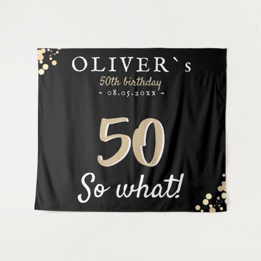 Inspirerende 50e verjaardag feest achtergrond wandkleed (Voorkant (horizontaal))