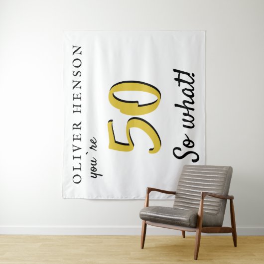 Inspirerende 50e verjaardag feest achtergrond wandkleed (In situ)