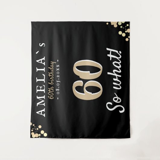 Inspirerende 60e verjaardag feest zwarte achtergro wandkleed (Voorkant)