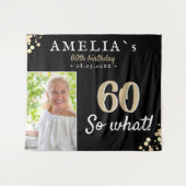 Inspirerende 60e verjaardag Zwarte Foto Achtergron Wandkleed (Voorkant (horizontaal))