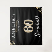 Inspirerende 60e verjaardagsfeest zwarte achtergro wandkleed (Voorkant)