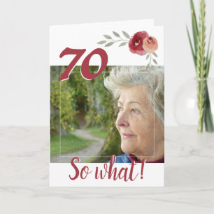 Inspirerende 70e verjaardag bloemenfoto kaart