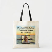 INSPIRERENDE 90E VERJAARDAG GEPERSONALISEERDE FOTO TOTE BAG (Voorkant)