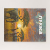 Inspirerende Afrikaanse Olifant Giraffe Landschap Legpuzzel (Horizontaal)