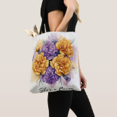 Inspirerende anjers, "She's a Pioneer" Floral Tas (Dichtbij)