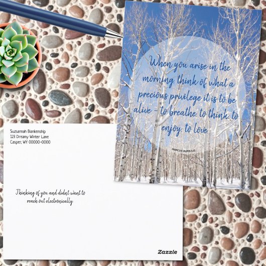 Inspirerende Aspen Winterlandschap Foto & Citaat Briefkaart