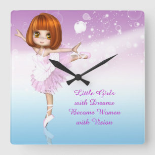 Inspirerende Ballerina Kleine Meisjes Droom Citaat Vierkante Klok