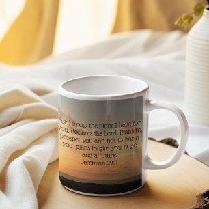 Inspirerende Bijbeltekst Jeremia 29:11 Zonsopgang Koffiemok