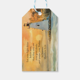 Inspirerende Bijbeltekst Vuurtoren Zonsondergang Cadeaulabel