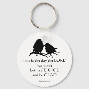 Inspirerende Bijbelvers Psalm 118:24 Vogels Sleutelhanger