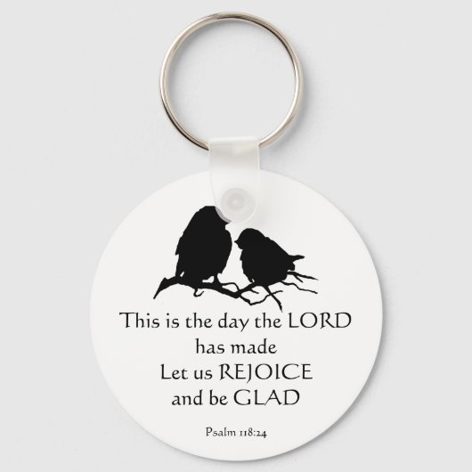 Inspirerende Bijbelvers Psalm 118:24 Vogels Sleutelhanger (Voorkant)