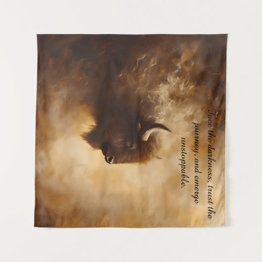 Inspirerende Bizon, Buffalo Tapijt Wandkleed (Voorkant (horizontaal))