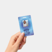 Inspirerende blauwe schoolstaf Docent ID-foto Badge (Handheld)