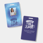 Inspirerende blauwe schoolstaf Docent ID-foto Badge (Voor- en achterkant)