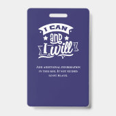 Inspirerende blauwe schoolstaf Docent ID-foto Badge (Achterkant)