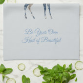 Inspirerende Blauwe Witte Chic Herten Vos Theedoek (Gevouwen)