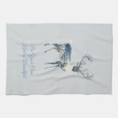Inspirerende Blauwe Witte Chic Herten Vos Theedoek (Horizontaal)