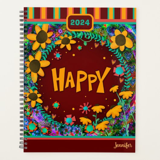 Inspirerende  Bloemen Happy Personalized Fun Planner (Voorkant)