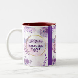 Inspirerende bloemenaardewerk mok | Paarse theekop