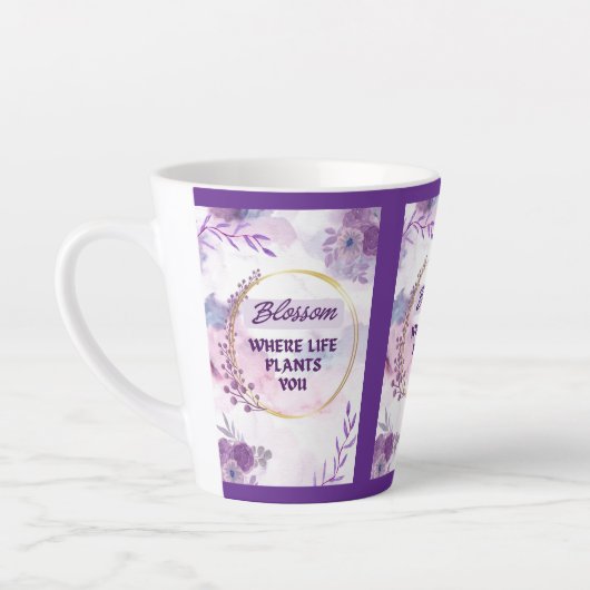 Inspirerende bloemenaardewerk mok | Paarse theekop (Links)