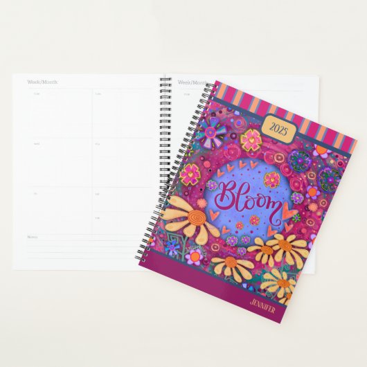 Inspirerende  bloemenbloei gepersonaliseerd plezie planner (Display)