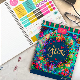 Inspirerende bloemengroei Gepersonaliseerd plezie Planner