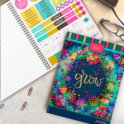Inspirerende  bloemengroei Gepersonaliseerd plezie Planner
