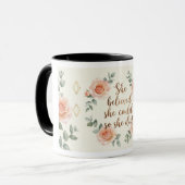 Inspirerende bloemenmok | Zij geloofde dat ze het Mok (Voorkant links)