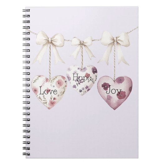 Inspirerende bloemige liefde hoop vreugde harten b notitieboek (Voorkant)