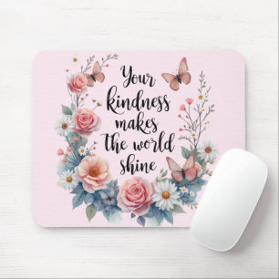 Inspirerende bloemige quote met vlinders muismat